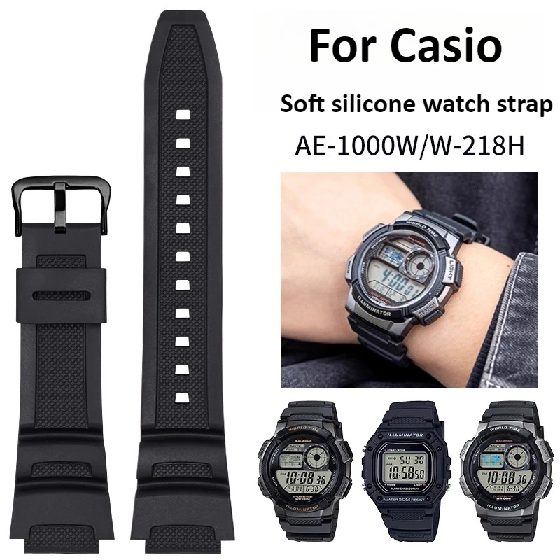 Фото Для Casio резиновый ремешок для часов AQ-S810W/S800W AE-1000W W-800H/735H спортивный силиконовый ремешок для часов №1