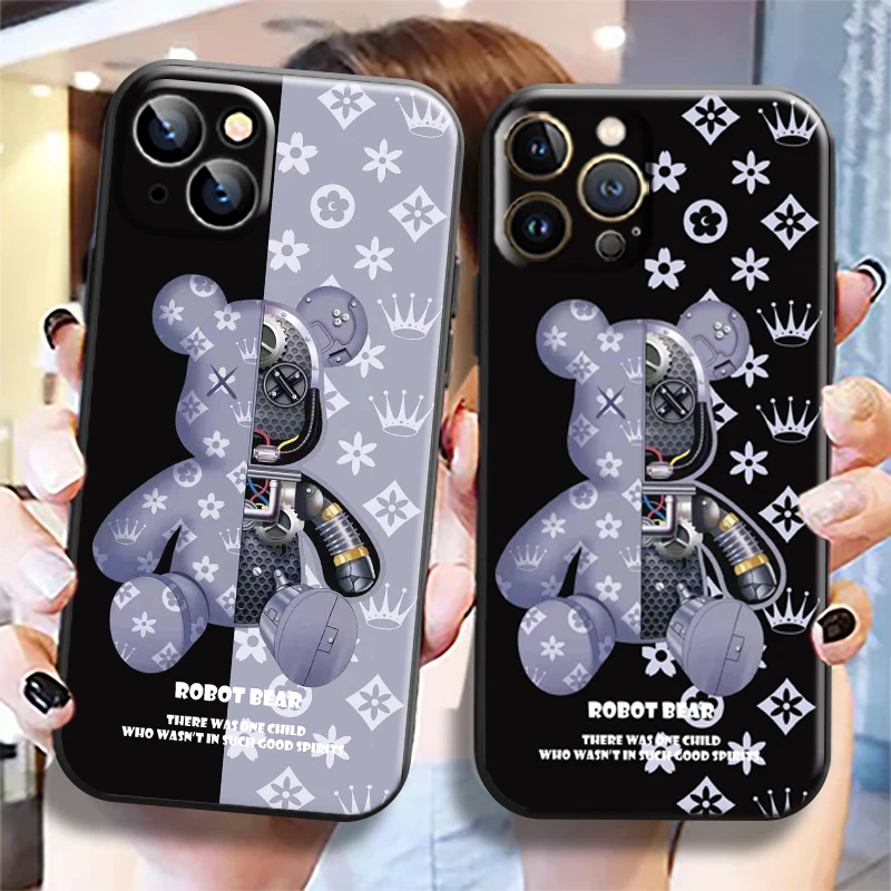 

Luxury Mechanical Bear For Apple iPhone 13 12 11 Pro Max 13 12 Mini X XR XS Max 5 6 6S 7 8 Plus Phone Case Silicone Cover Funda