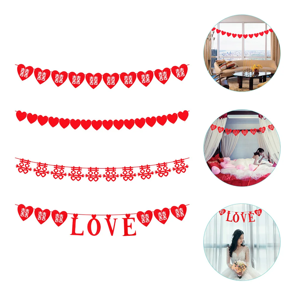 

4 Sets Chinese Decorations Traditional Bridal Shower Banner Wedding Bunting Wedding Party Decorations