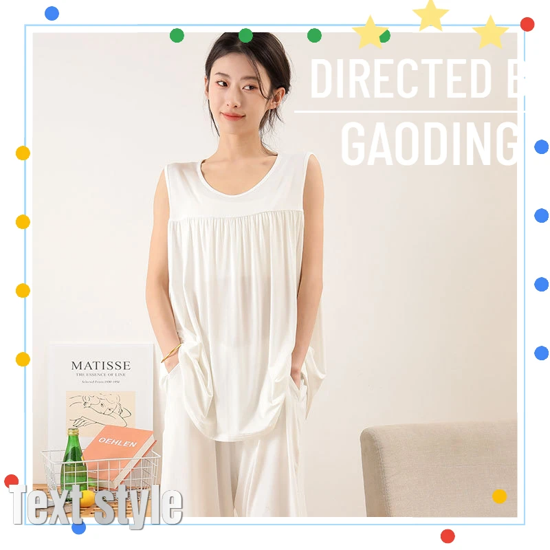 Women's Sleeveless Pajamas Set Cotton Summer Thin Section Round Neck Loose Shorts Comfortable Loose Sexy and Casual Sleepwear