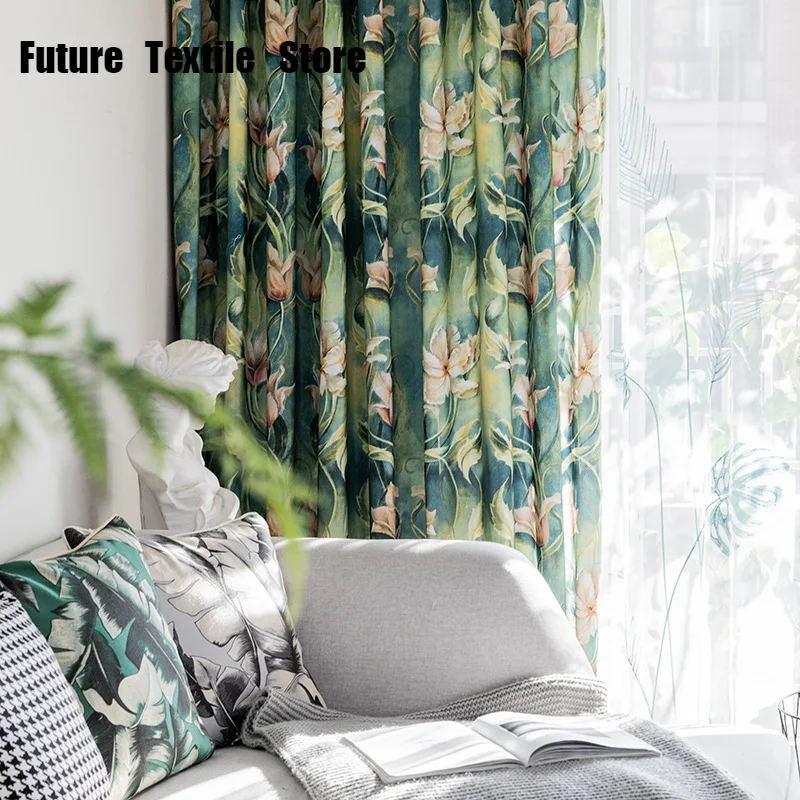 

American Curtains for Living dining Room Bedroom Light Luxury Villa Curtains Modern Thick Jacquard Curtain Product Customization