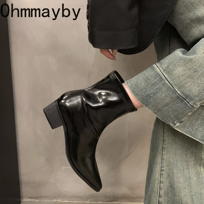 Женские ботильоны в уличном стиле модные короткие с острым носком женские