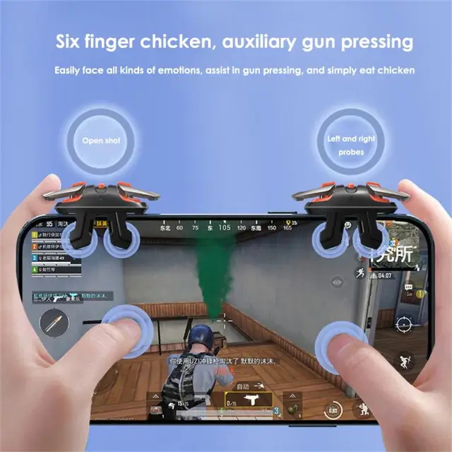 Mobile Game Trigger For PUBG Phone Gaming Controller Gamepad Joystick Aim Shooting L1 R1 Alloy Key Button For IPhone Android 4