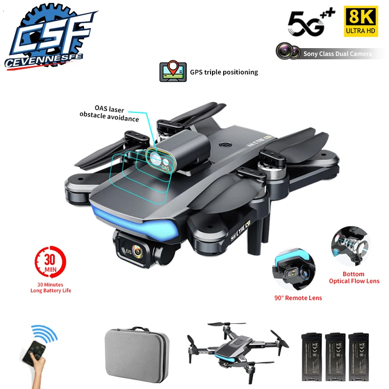 Квадрокоптер S1 MAX складной с GPS и двойной HD Камерой 8K |