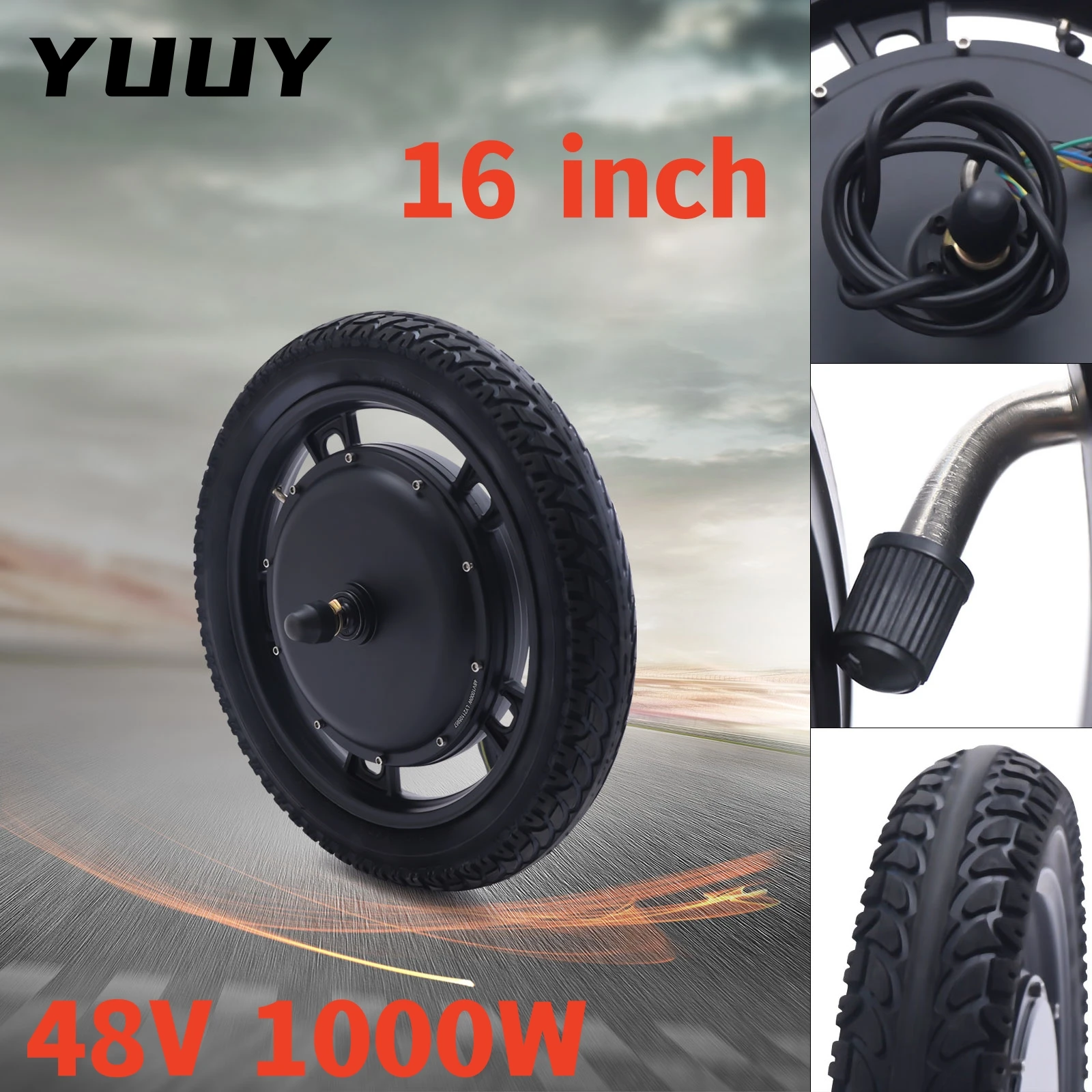 16 Inch 1000W Electric Brushless Geared Motor Wheel Front Hub E-Bike Electric Bicycle Front Wheel Hub Motor Kit 48V 1000W E-bike