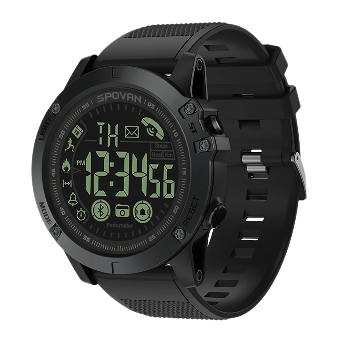 

Spovan PR1-2 Smart Watch Men Professional 5ATM Waterproof Bluetooth Call Digital Alarm Clock Black