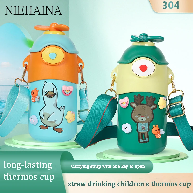 

Thermos Thermos 304 Stainless Steel Inclined Span Double Drink Children'S Thermal Cup Water Bottle Keeps Cold And Heat