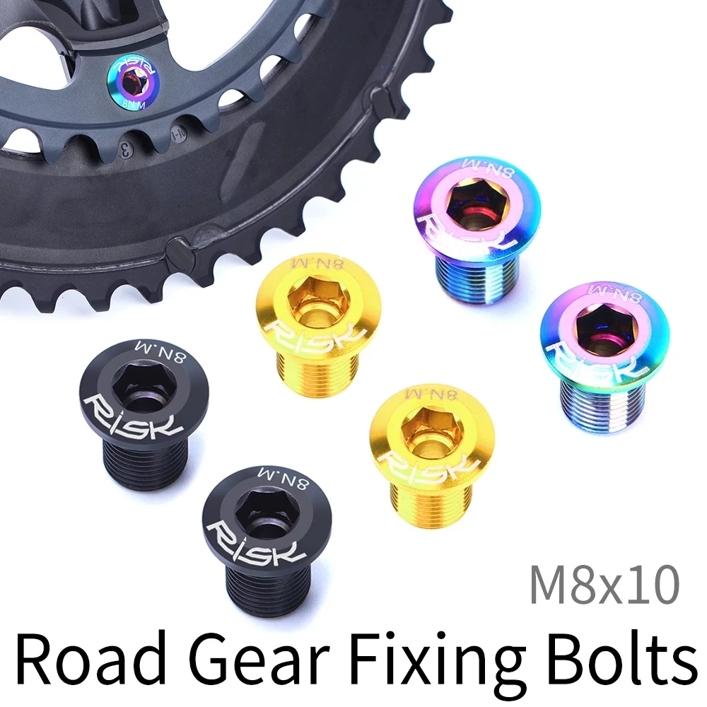 

RISK M8x10 4pcs/Box Road Bike BicycleChainring Chain Wheel Gear Fixing Bolts Screws Nuts For Most Cranksets 105/UT6800/R8000/DA