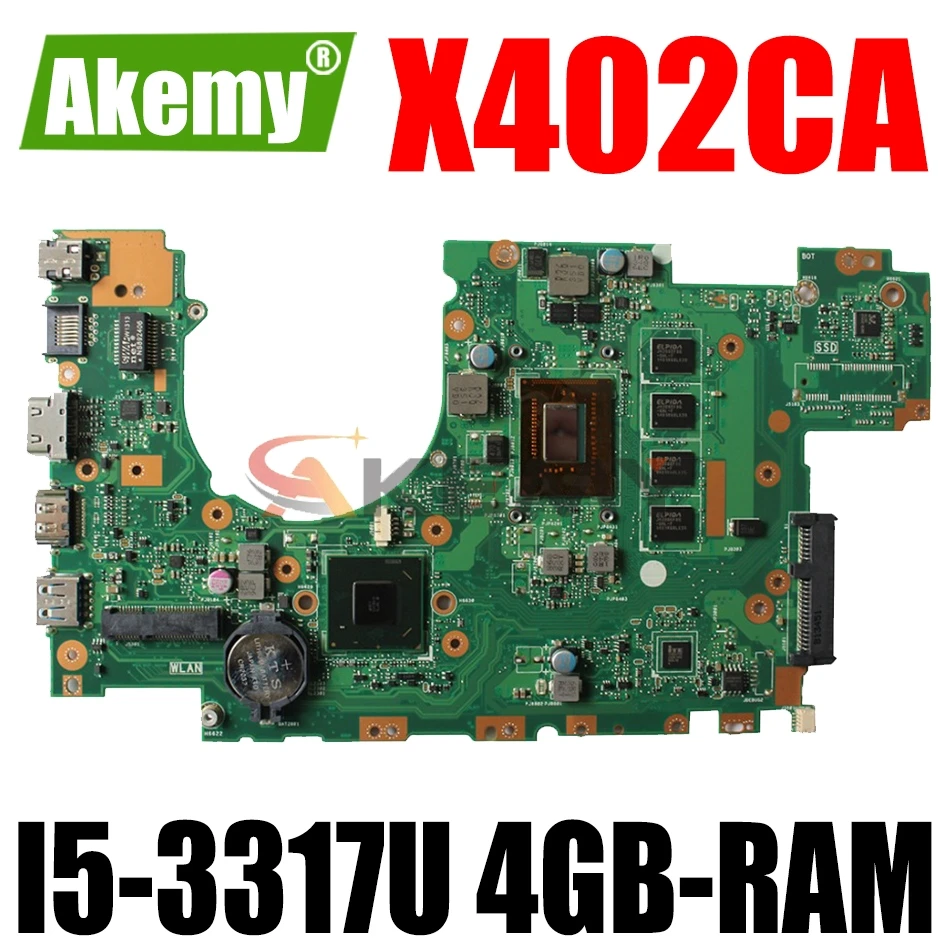 

AKEMY X402CA Laptop Motherboard For ASUS X502CA Original Mainboard DDR3L 4GB-RAM I5-3317U