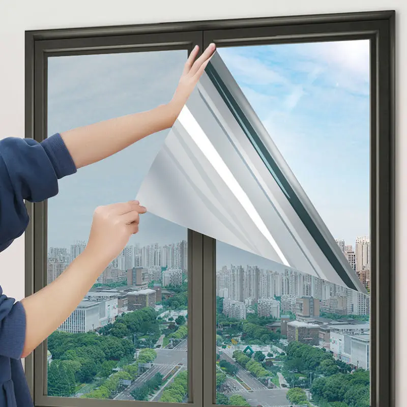 

Single mirror film privacy glass sticker reflecting ultraviolet ray solar reflective film self-adhesive window film for home