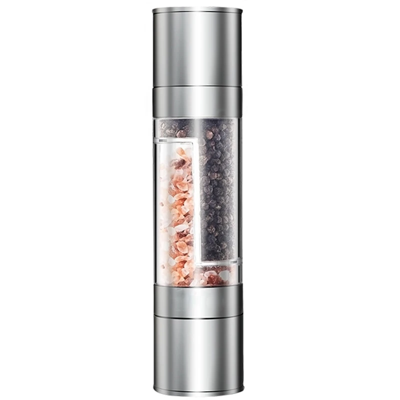 

2 Pcs Stainless Steel Salt&Pepper Grinder,2 In 1 Adjustable Ceramic Sea Salt Grinder,Pepper Grinder