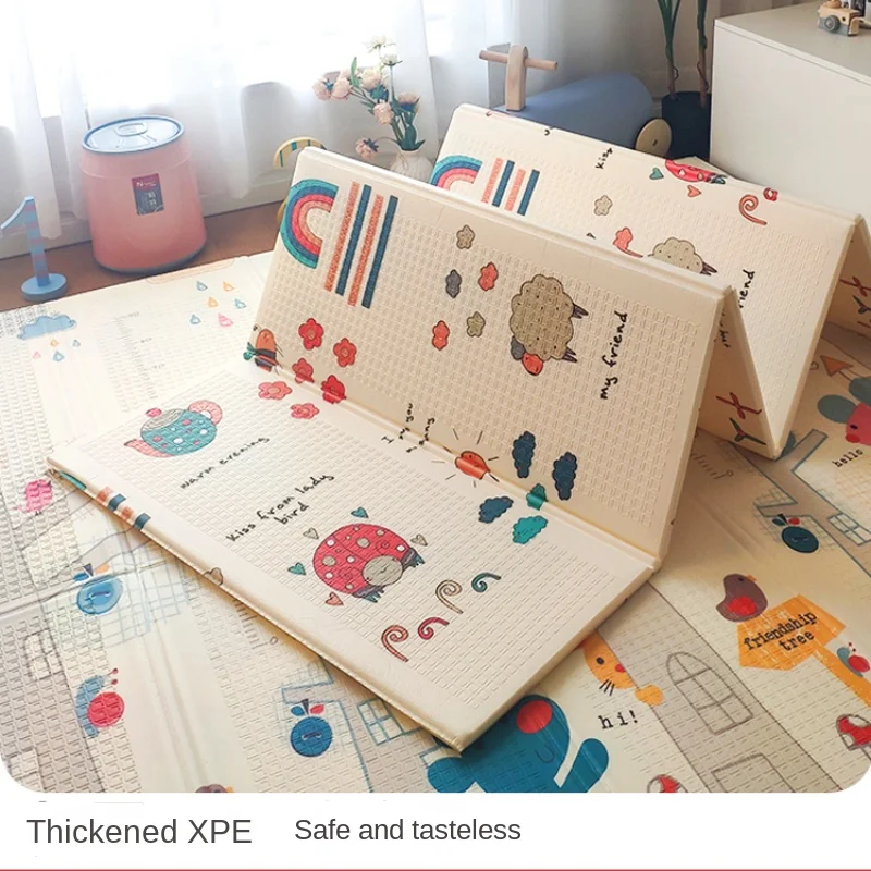 Толстый Складной детский игровой коврик с нетоксичной сцепляющейся плитой для ползания и живота, напольный коврик для младенцев
