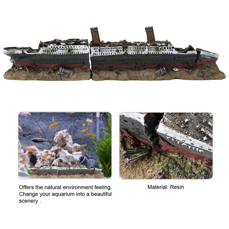 Аквариумные украшения с изображением кораблекрушения рыбы для аквариума из