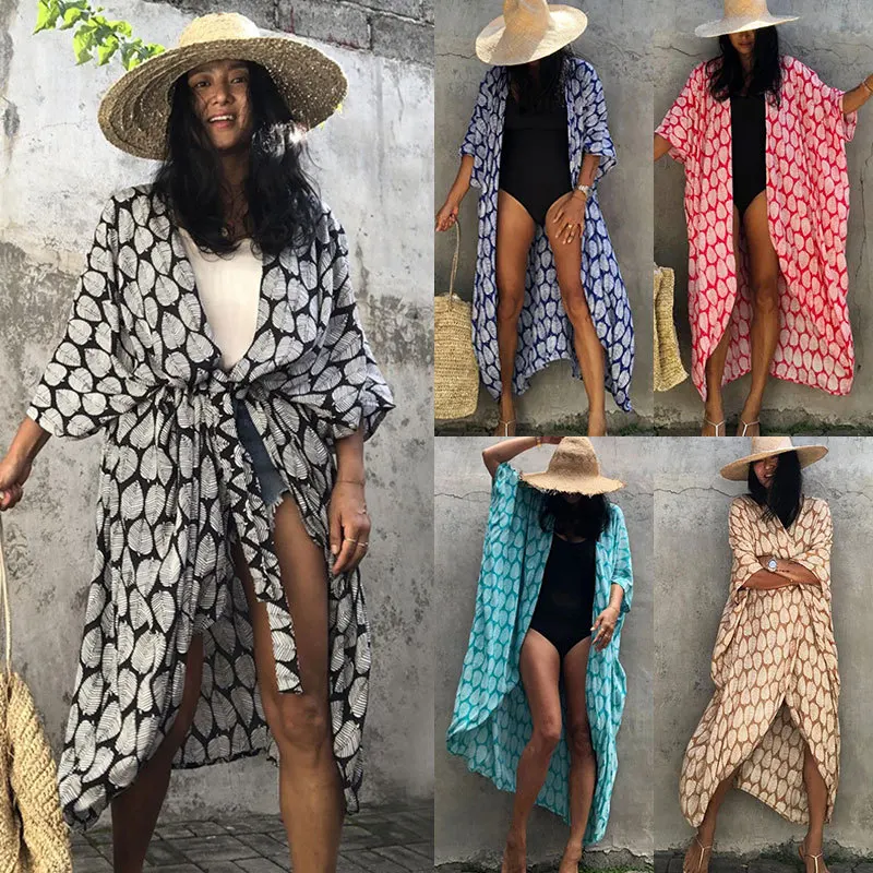 

Women's Beach Skirt Printed Blouse Beach Style Sexy Cotton Dress Loose Size Holiday Boho Chic Loose Mini Dress Long