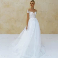 illusion new sparkling tulle lace wedding dress for women dubai elegant v neck sweep train bridal gowns h%c3%a4%c3%a4puku vestido de novia