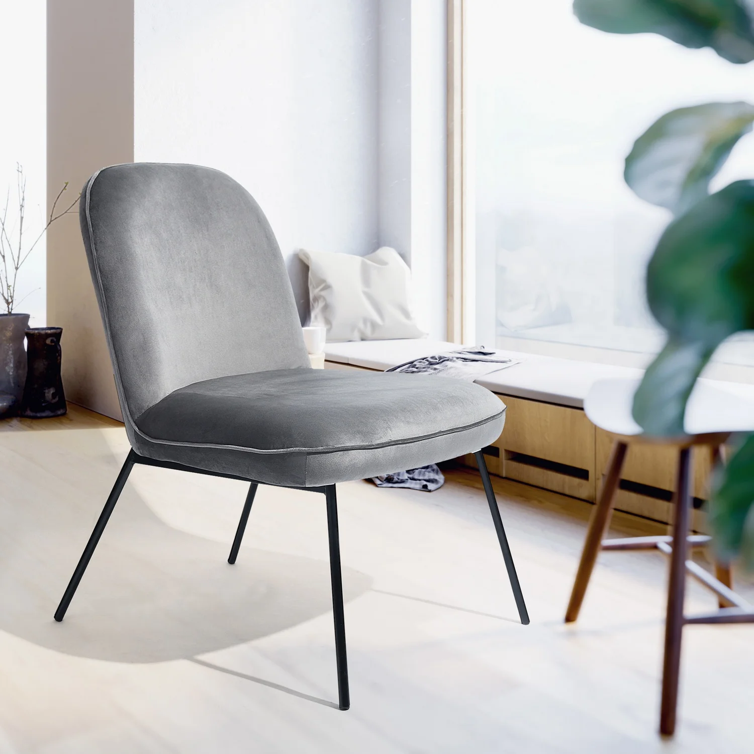 

Комплект из 2 стульев с акцентом, мягкое бархатное кресло для отдыха, обеденное кресло с мягкой обивкой и подлокотником для спинки, серый цве...