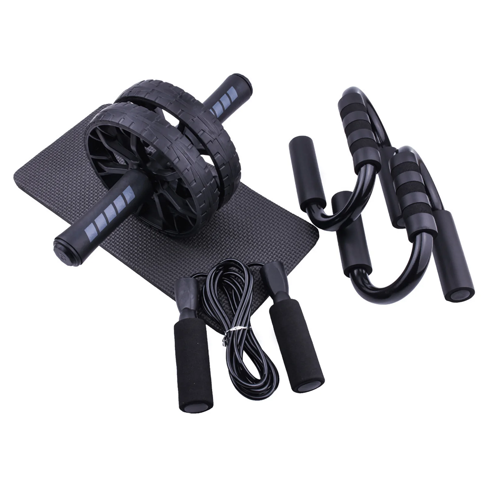 

Abdominal Wheel Roller Exercise Equipment with Push Up Bar Knee Mat Skipping Rope for Home Gym Exercise abdominal