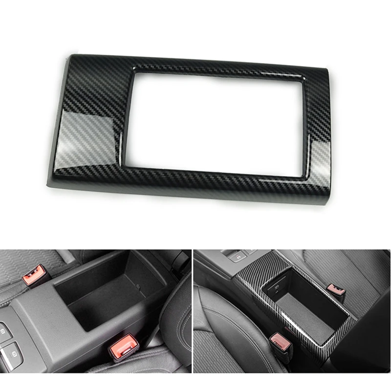 

For- A3 8V 2014-2018 Center Console Armrest Storage Box Frame Cover Trim Carbon Fiber Style