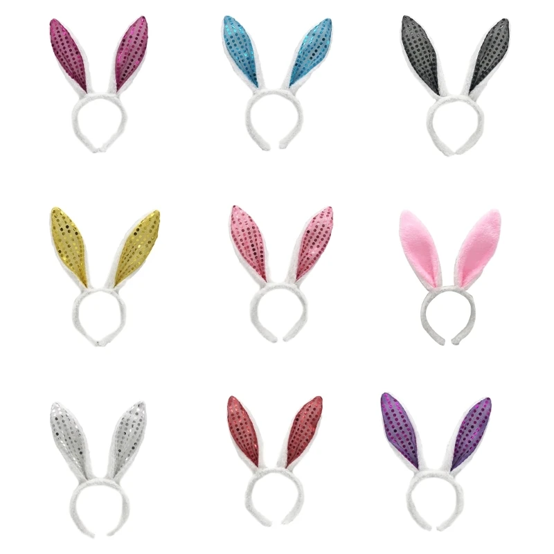 

Bendable Headband with Sequins for Costume Party Rabbit Theme Photo Props for Girls Teens Headpiece