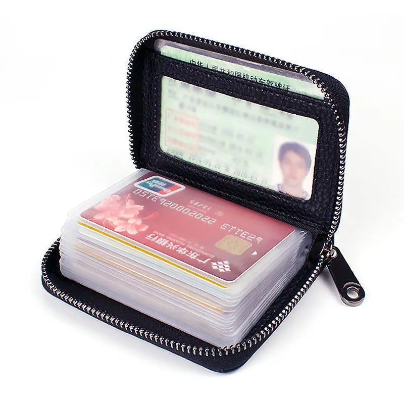 

20 Detents Cards Holders PU Business Bank Credit Bus ID Card Holder Cover Coin Pouch Anti Demagnetization Wallets Bag Organizer