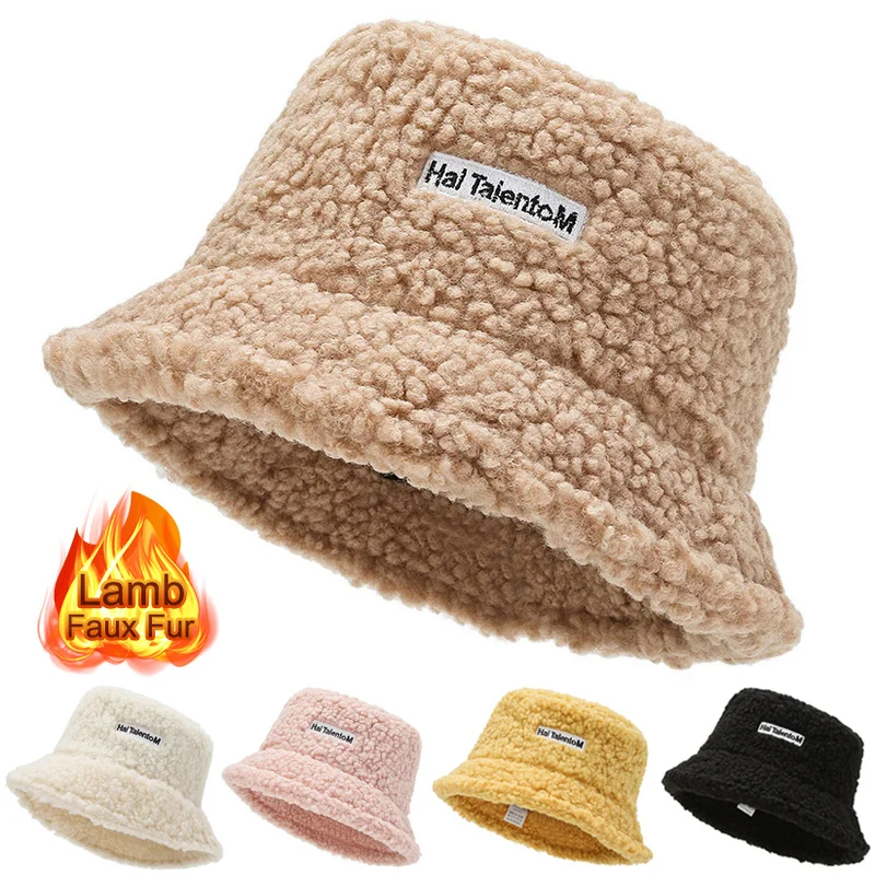 Купи Wool Faux Fur Bucket Hats Winter Warm Fisherman Caps Women Thicken Plush Hats Outdoor Keep Warm Fishing Caps Panama Cap Unisex за 149 рублей в магазине AliExpress