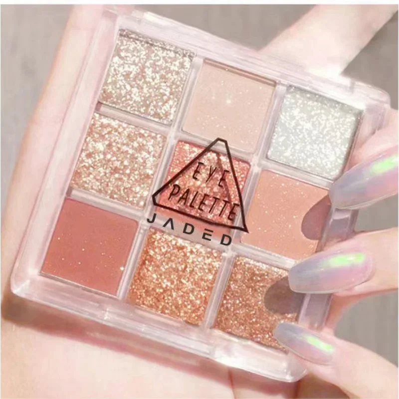 Палетка теней для век с блестками 9 цветов розовые жемчужные тени Корейская