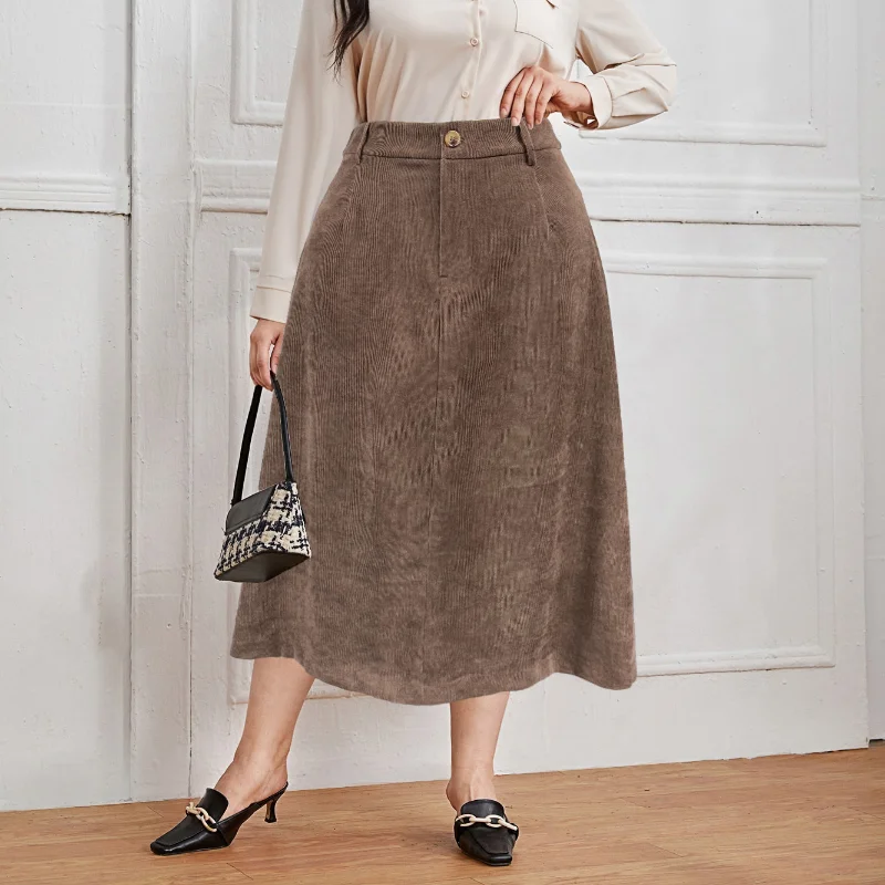 

DOUJILI винтажная дизайнерская однотонная коричневая свободная Мягкая юбка с высокой талией для модных офисных дам юбки