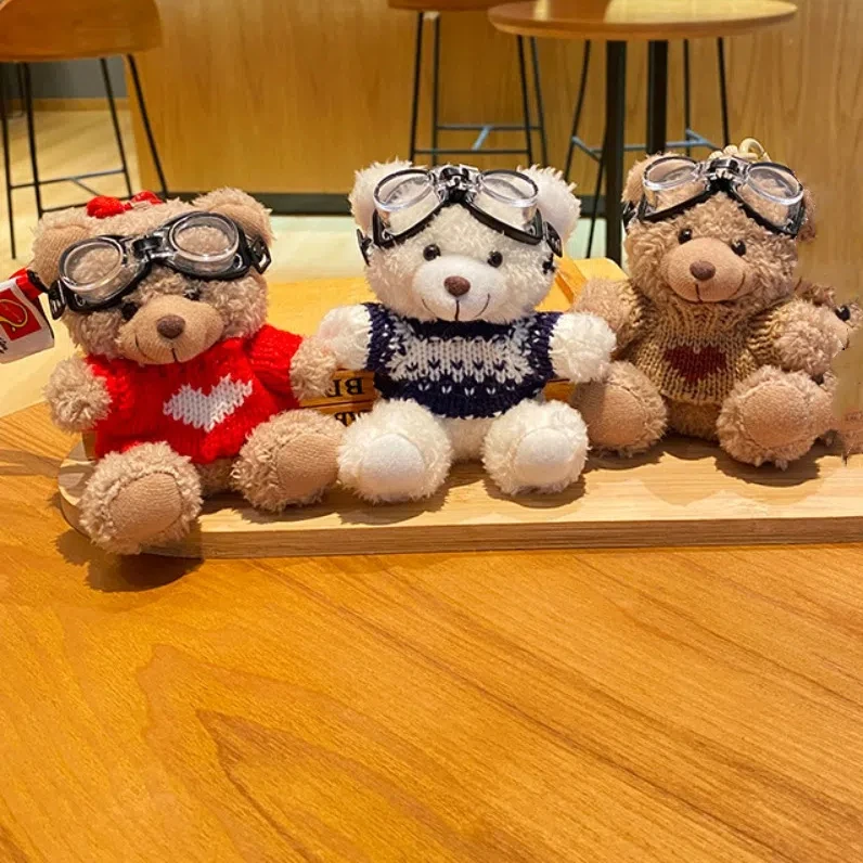 Креативный брелок для ключей в виде очков пилота медведя колокольчика веревка