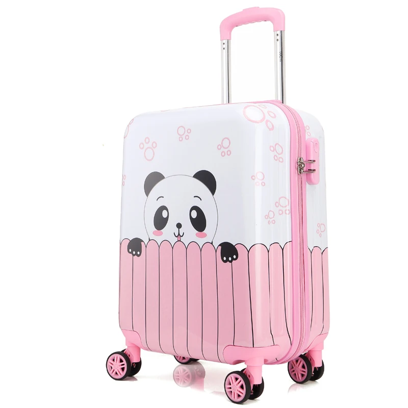 Cartoon Pink panda suitcase,Lovely rabbit animal rolling luggage,kids trolley luggage bag carry on suitcase with wheels girls