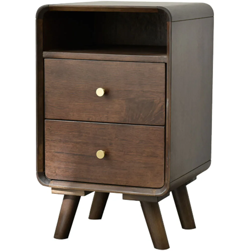 

Solid Wood Nightstand Household Bedside Table Simple Bedroom Double Draw Locker Sundries Storage Practical Furniture
