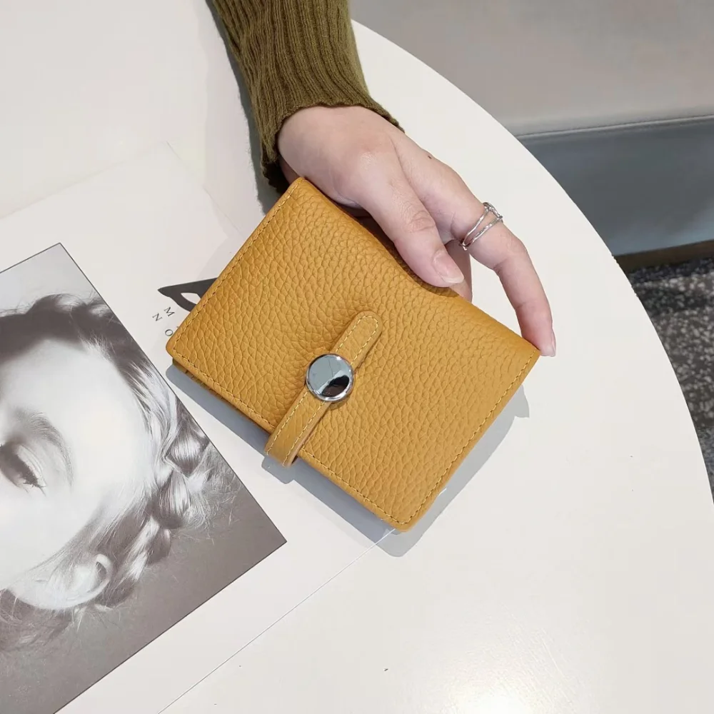 URBAN MASTER Cowhide Women Short Genuine Cow Leather Fashion Drawstring Wallets Female Coin Purse Card Holder Lychee Pattern