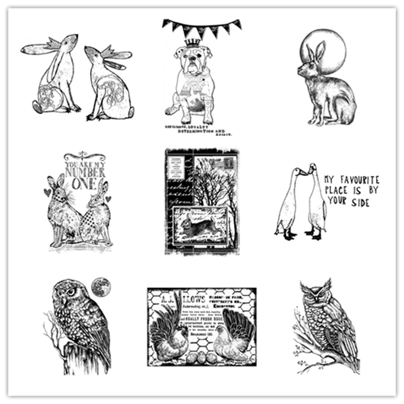 

8*10cm 2022 DIY New Clear Stamps For Scrapbooking Paper Making Animal Rabbit Dog Chickens Owl Account Craft Set Card NO Die