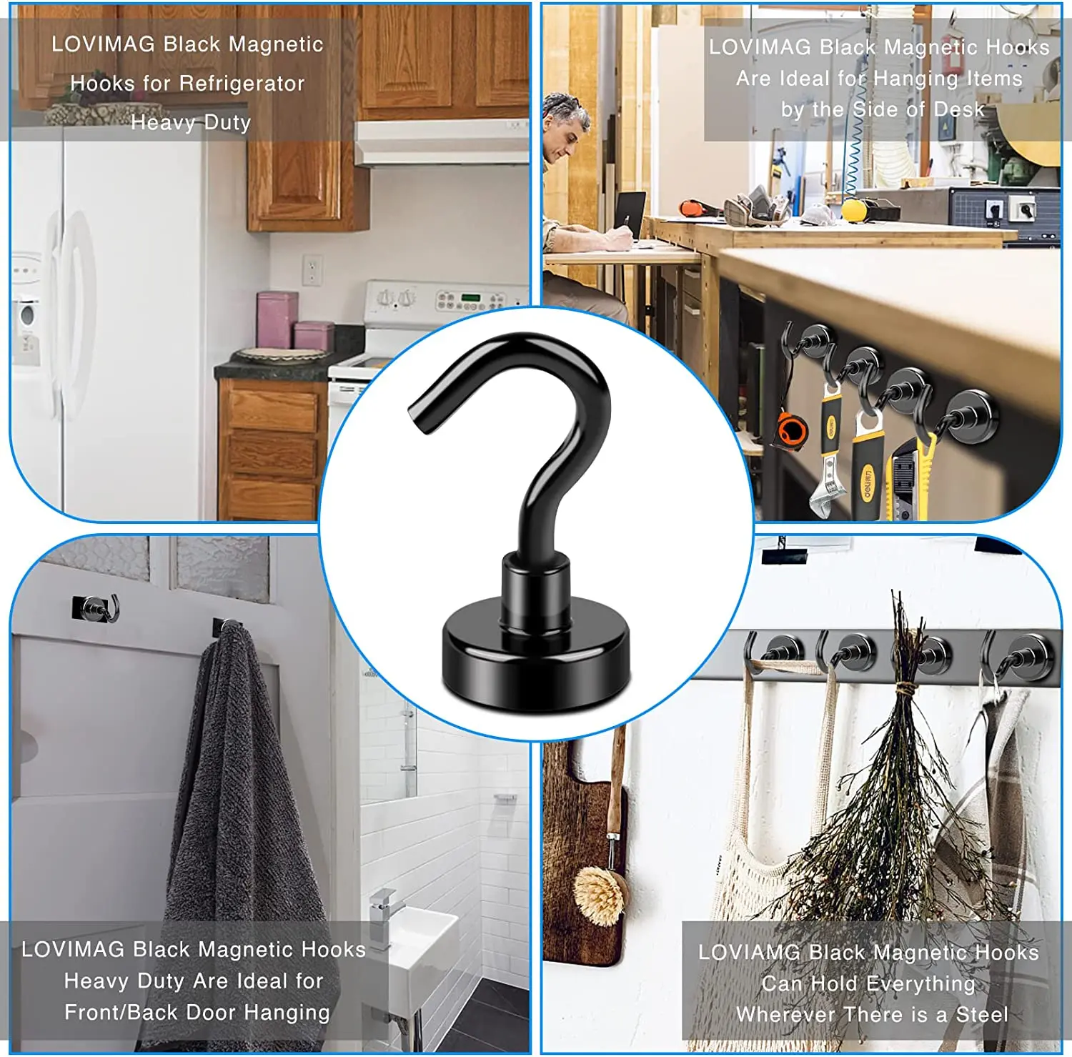 

Strong Magnetic Hooks Heavy Duty with Epoxy Coating Refrigerator Magnetic Cruise Hooks for Hanging Classroom Office マグネットフック