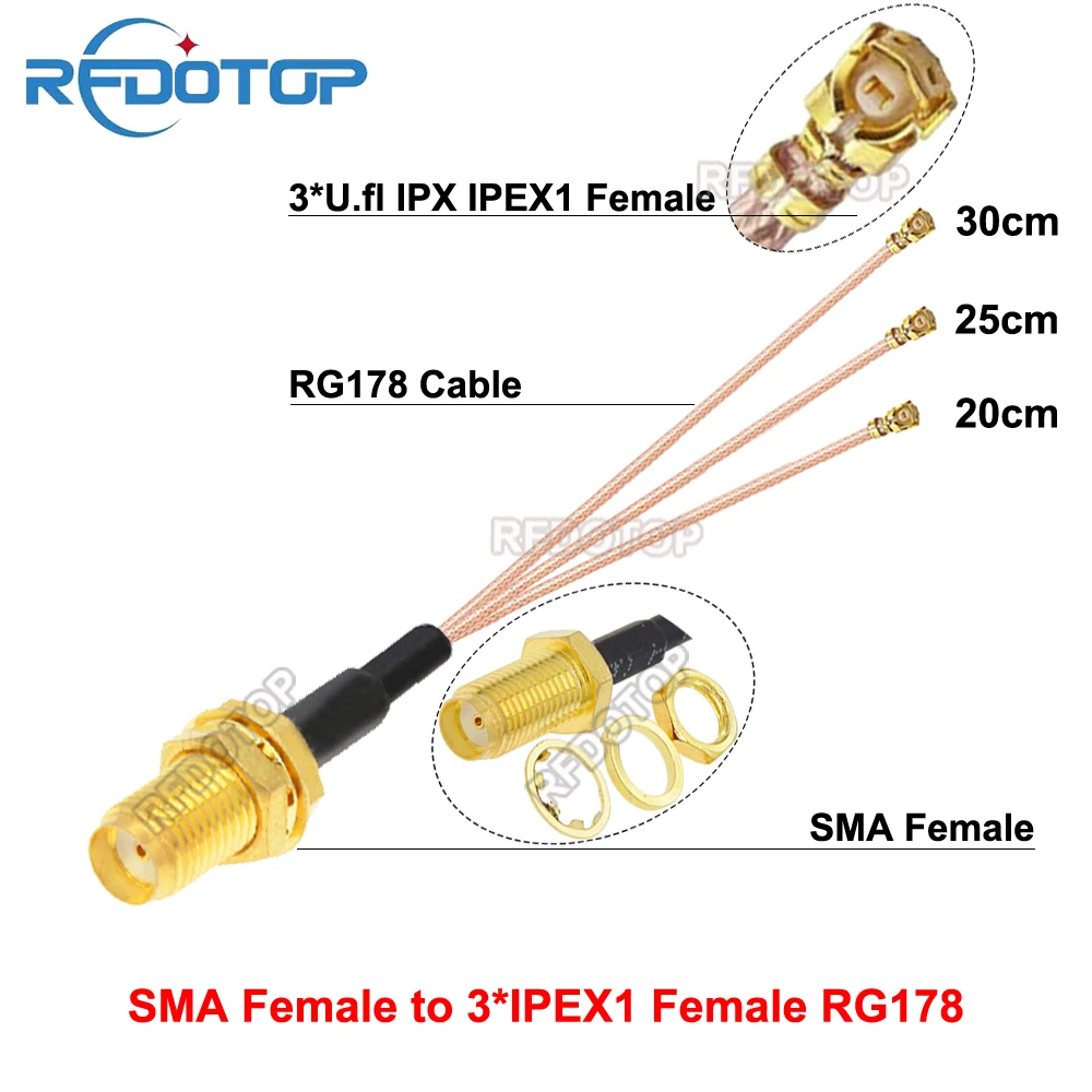 1 шт. SMA гнездо на 3 × u.FL/MHF/IPX/IPEX-1 гнездовой разъем RG178 удлинитель кабеля косичка Wi-Fi