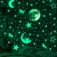 luminous moon and stars wall stickers for kids room baby nursery home decoration wall decals glow in the dark bedroom ceiling