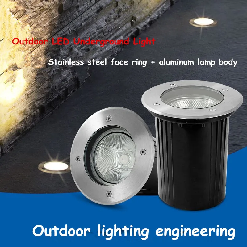 Outdoor Lighting Stainless Steel Adjustable Angle COB Underground Light Led Floor Lamp Walkway Lighting Garden Lights Deck Lamps