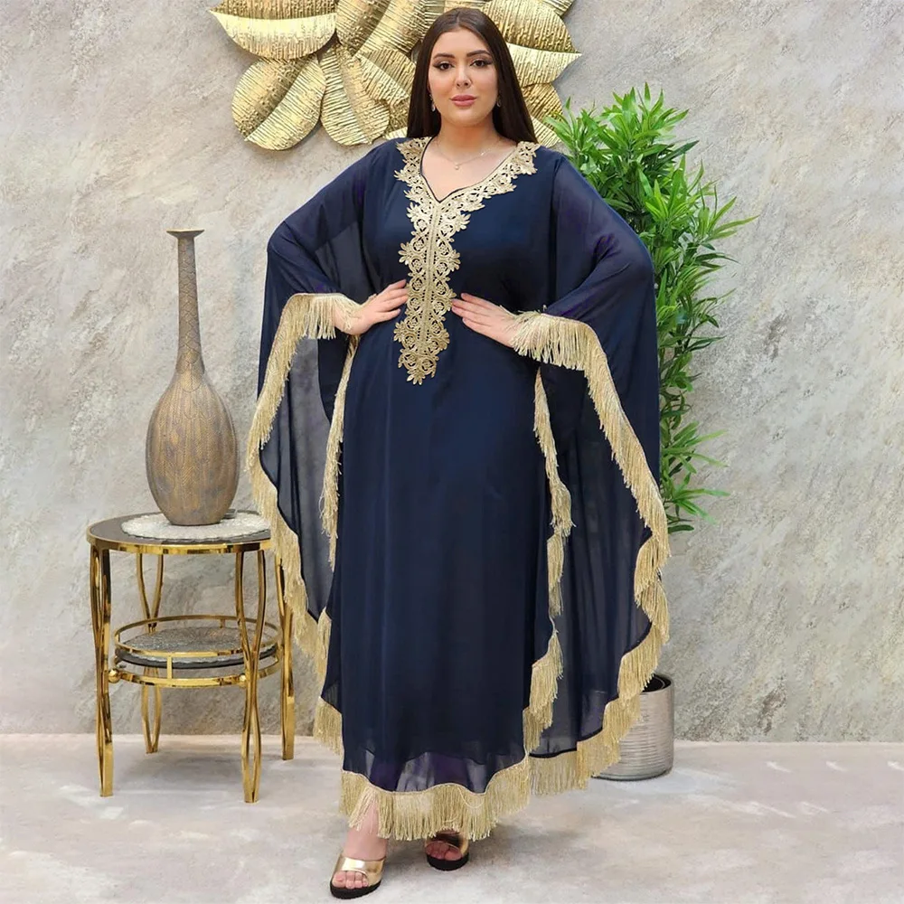 Ramadan Muslim Kaftan Abaya Dress Women Dubai Elegant Gowns Outfits African Chiffon Maxi Dress Boubou Robe Djellaba Femme