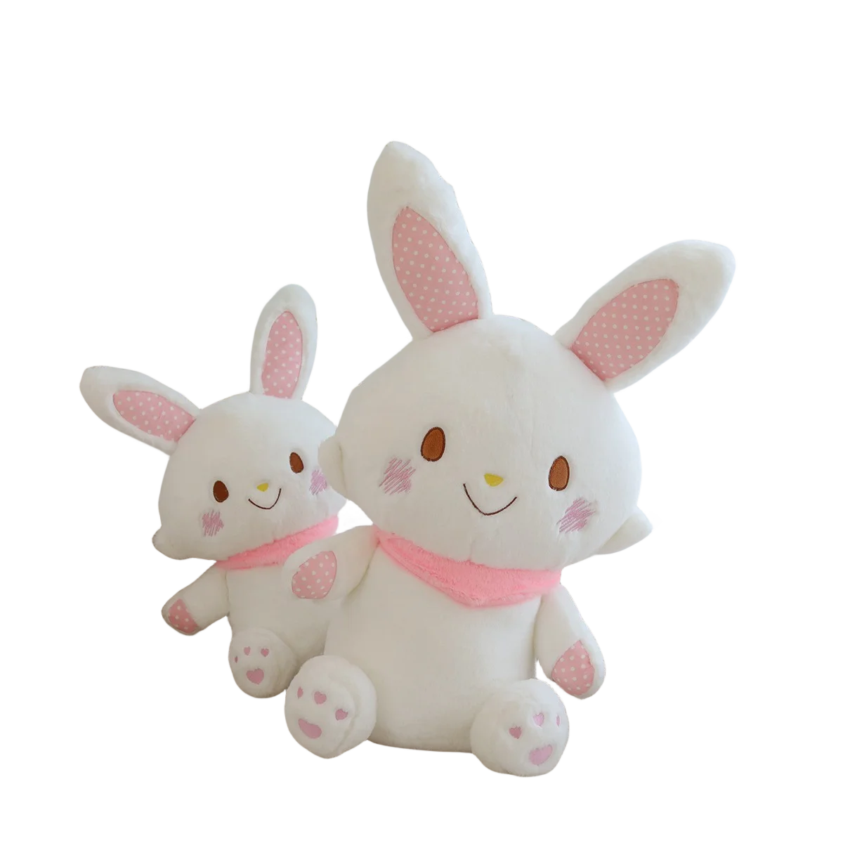 

Adorable White Rabbit Doll Plush Toys Bib Baby Kawaii Animal Fluffy Stuffed Happy Sitting Wish Kids Cartoon Gift Christmas