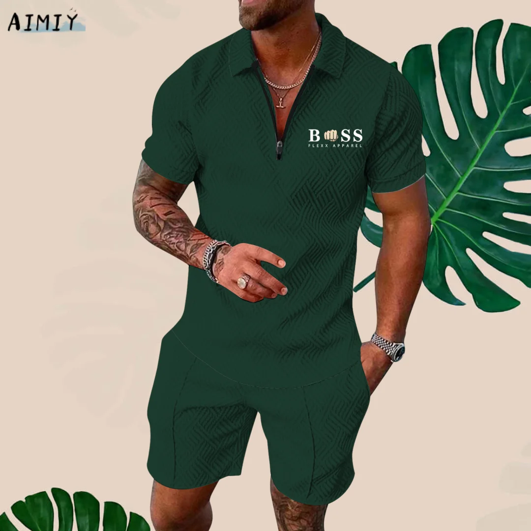 Men's Tracksuit Casual Set Streetwear 3d Digital Printing Short Sleeve Polo Shirt + Shorts Summer Suit Sportswear Men‘S Clothing