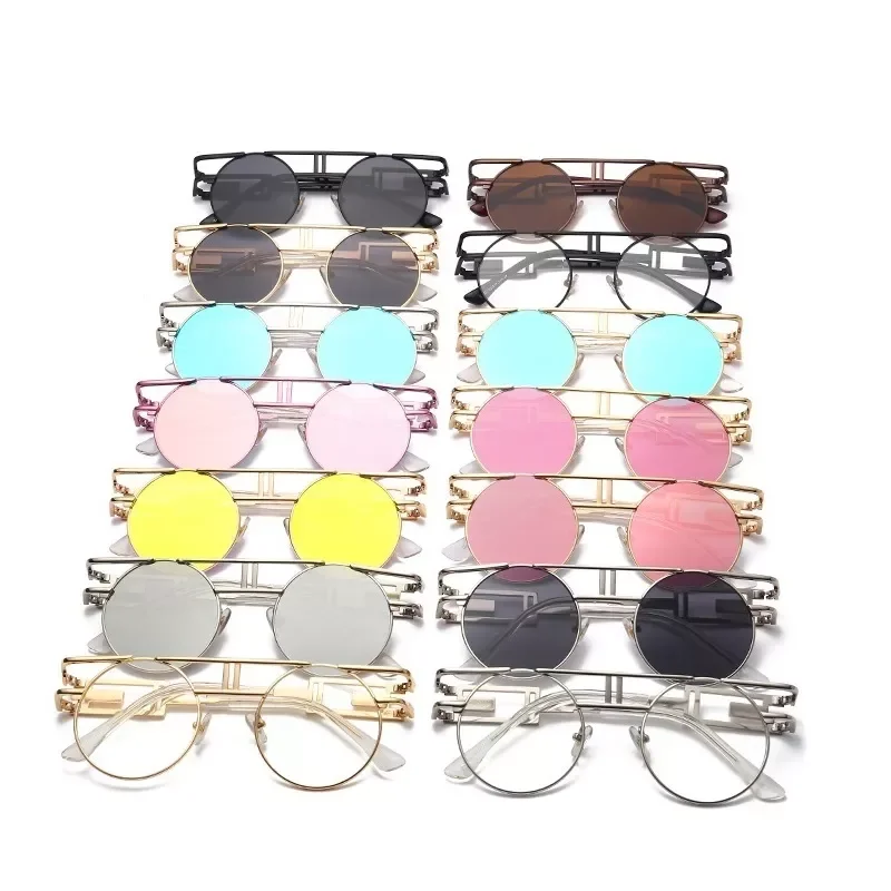 

Steampunk Round Vintage Sunglasses Men Women Unisex Mirror Metal Sun Glasses Eyewear Retro Shades Oculos De Sol UV400 trending p