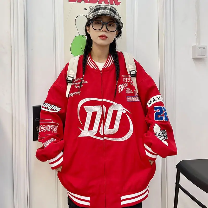 

Куртка женская с вышивкой букв, винтажная уличная свободная бейсбольная форма Джокера в стиле хип-хоп, Повседневная трендовая куртка для па...