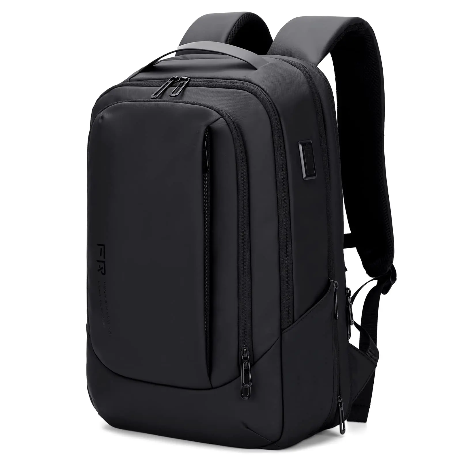 Business Travel Backpack for Men, Expandable Water Resistant Computer Backpack with USB Port, Black Laptop Backpack 15.6 Inch