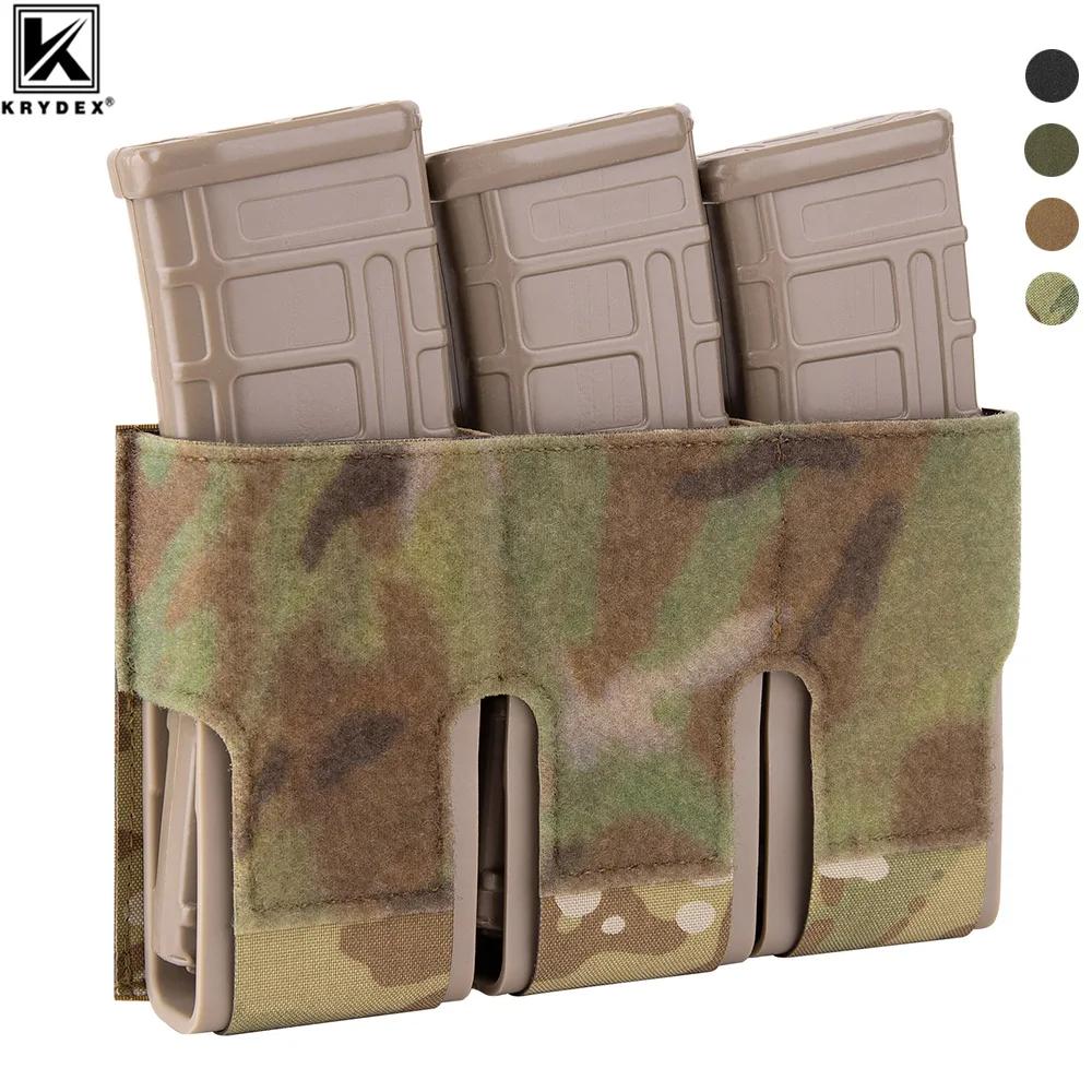 

KRYDEX Triple Magazine Pouch Elastic Kangaroo Rifle Mag Holster 5.56 M4 M16 Magazines Holder Pocket Hook Panel For Vest Gear