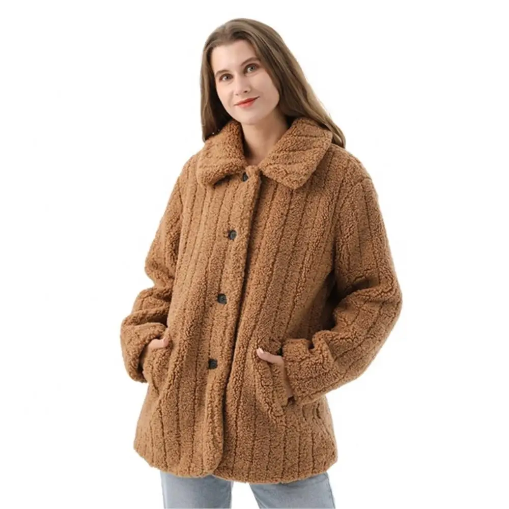 Winter Keep Warm Women Real Fur Coat Fashion Designer Simple Long Real Fur Fleece Teddy Women's Teddy Real Fur Lapel Jackets