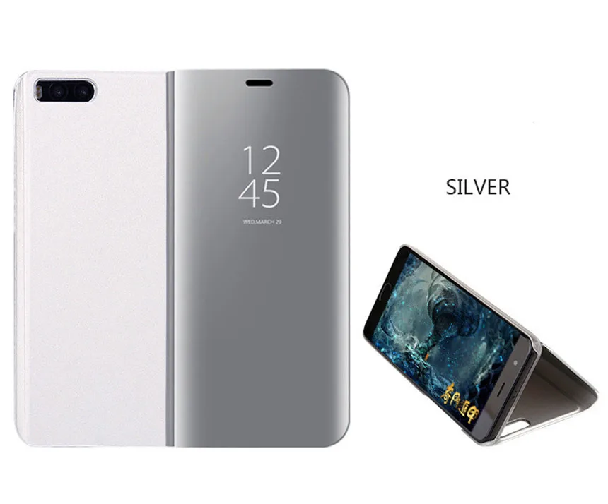 Умный зеркальный кожаный флип-чехол для Xiaomi Redmi Note 13 Pro с магнитной подставкой