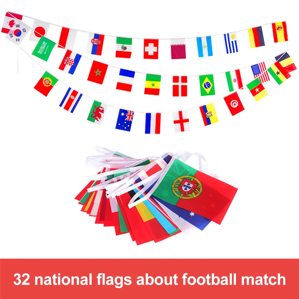 

Football Match Hanging Nations Flag Polyester Cheering Celebration Flag Soccer Game String Countries Flag Bar Party Decorations