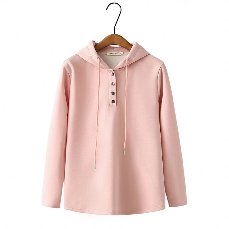 Женская толстовка с длинным рукавом свободная капюшоном модель размера плюс