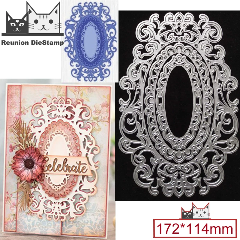 Овальные гнездовые панели рамка с кружевом металлические режущие штампы альбом