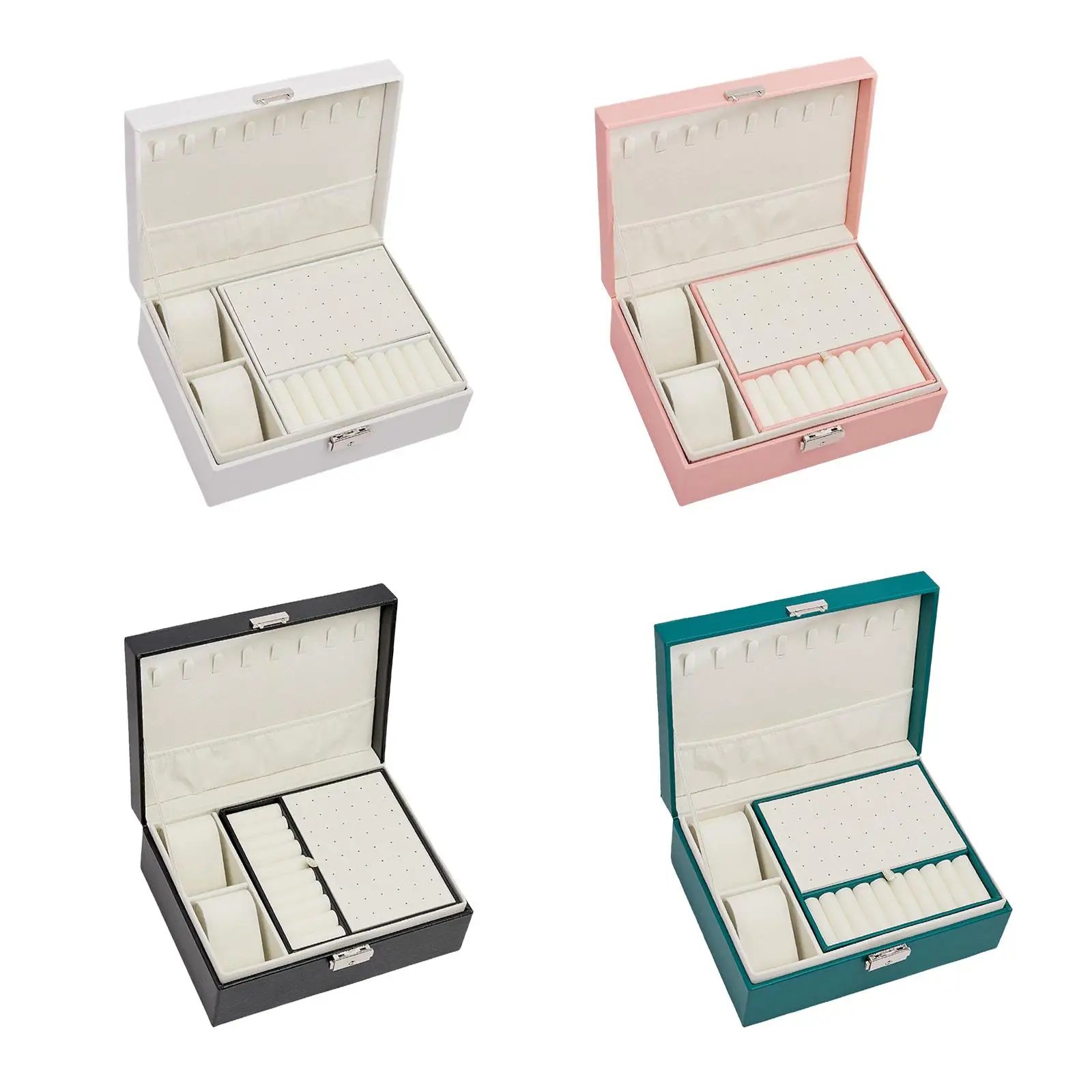 

Multi Layer Jewelry Box Removable Dividers Portable Exquisite Large Space Creative Holder Storage Case for Watch Bracelet Studs