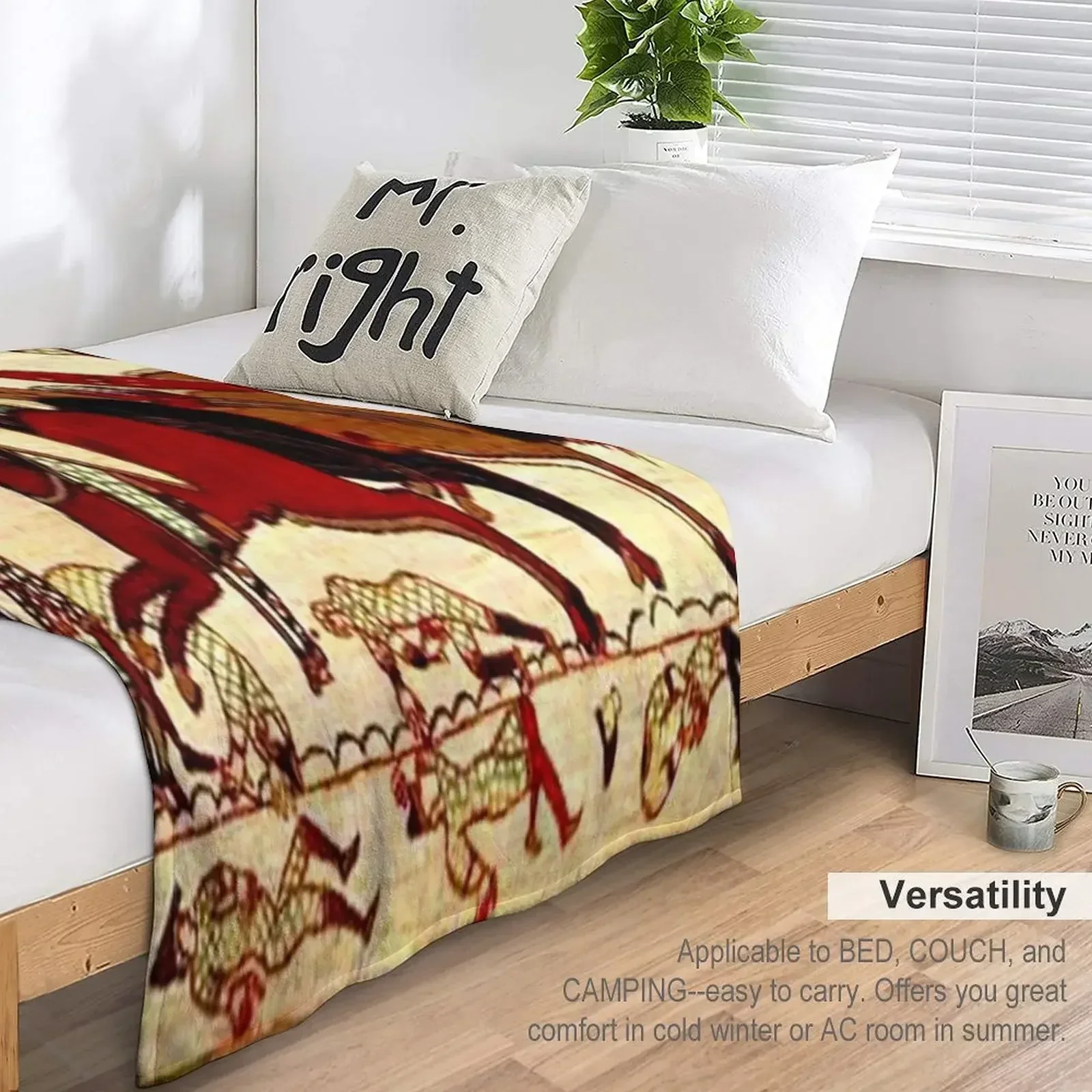 Новое одеяло Battle of Hasting Bayeux Scene гигантское для пикника диванные одеяла